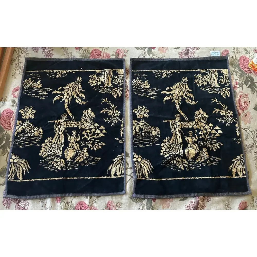 Vintage Set Besana Italy Italian  Cotton Viscose 2 Hand Towels